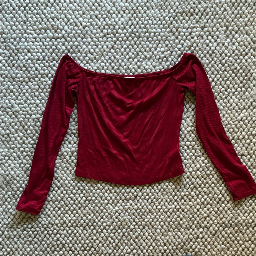 Elegant Off-Shoulder Burgundy Top